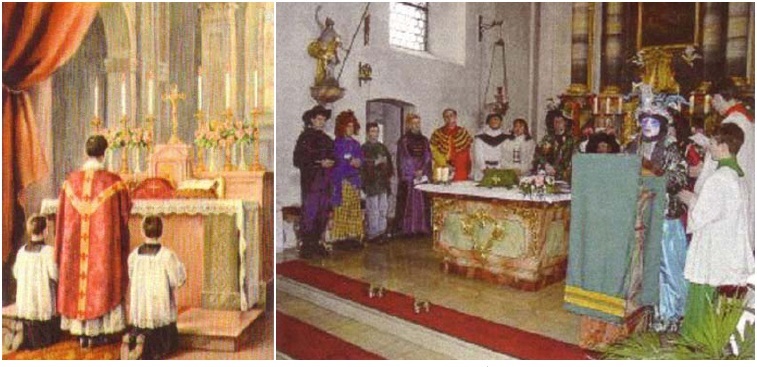 عشرة صور تبيّن الفرق بين زمن الإيمان الماضي، وزمن الجحود الحالي !  Novus-ordo-mass-traditional-catholic-mass1